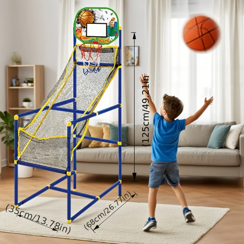 

Arcade-Style Basketball Hoop for Kids – Mini Basketball & Air Pump Included, Easy Indoor & Outdoor Setup