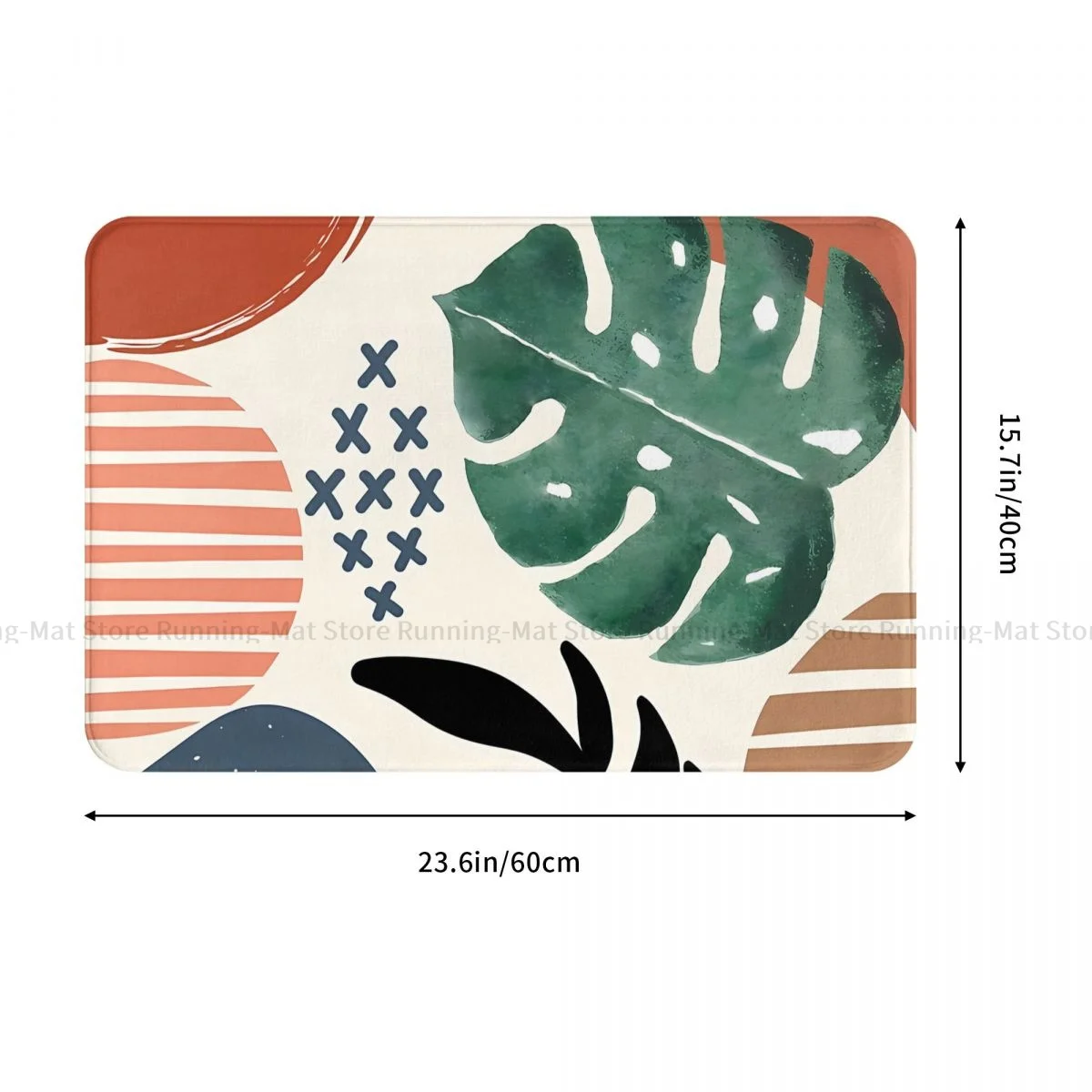 Boho Aesthetic Non-slip Doormat Abstract Watercolor Monstera Swiss Cheese Tropical Leaf Art Bath Mat Welcome Carpet Indoor Decor