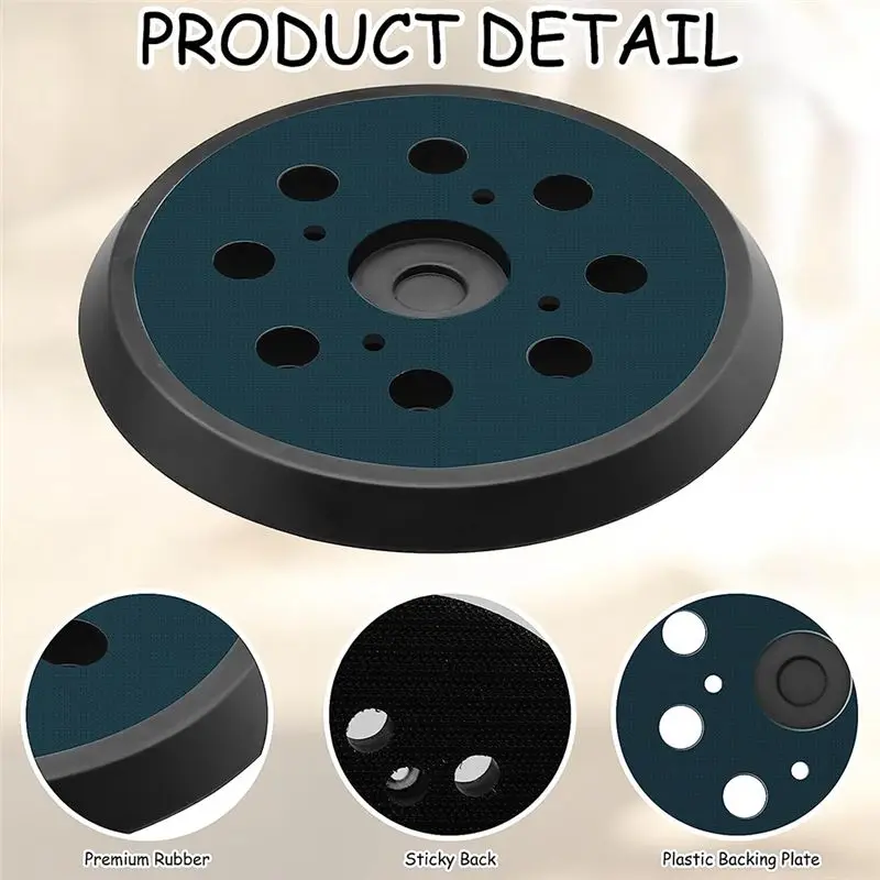 B17C 2Pcs Sander Replacement Pad for Ryobi, 8 Holes 5 In Sanding Discs Hook and Loop, Sanding Discs Sanding Pad Track Sander