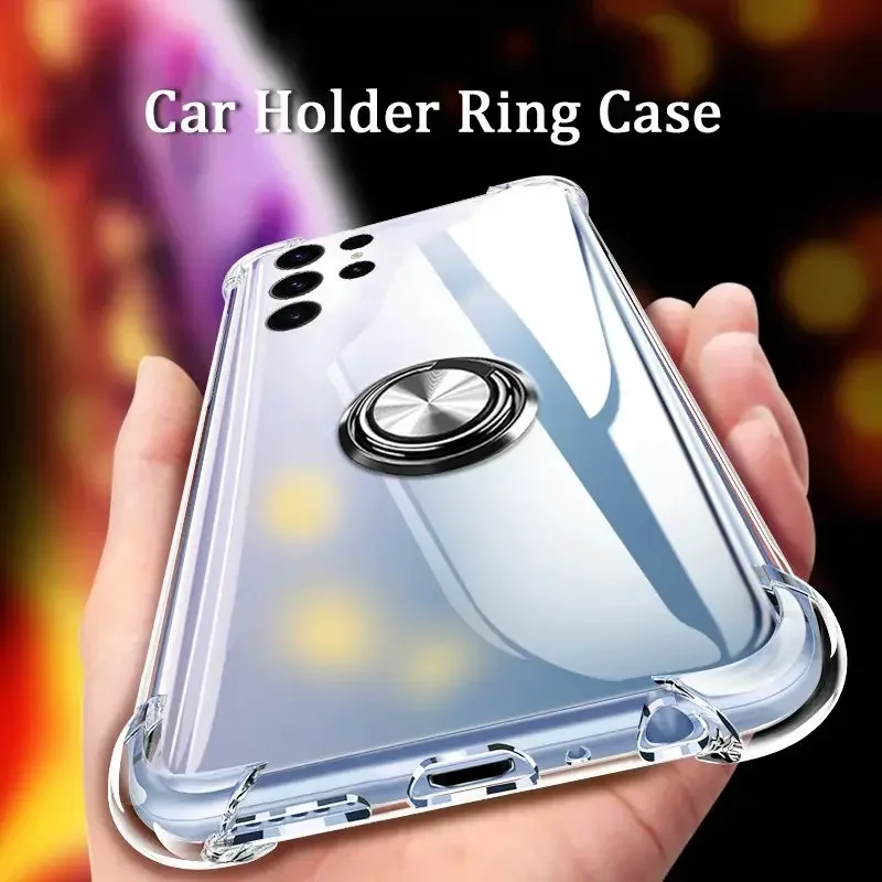 

For Samsung Galaxy S25 Ultra Plus 5G Case Holder Ring Airbag Shockproof Soft Cover For Samsung S25 Plus Ultra 5G Back Casing