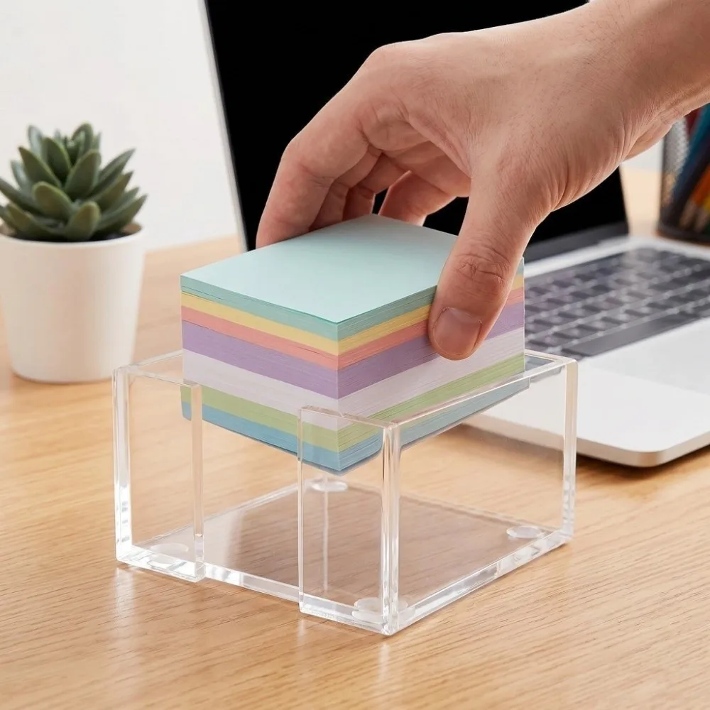 透明付箋ホルダー多機能クリスタルクリアメモ帳ホルダーデスク整 - Sticky Note Dispenser のレビューと価格