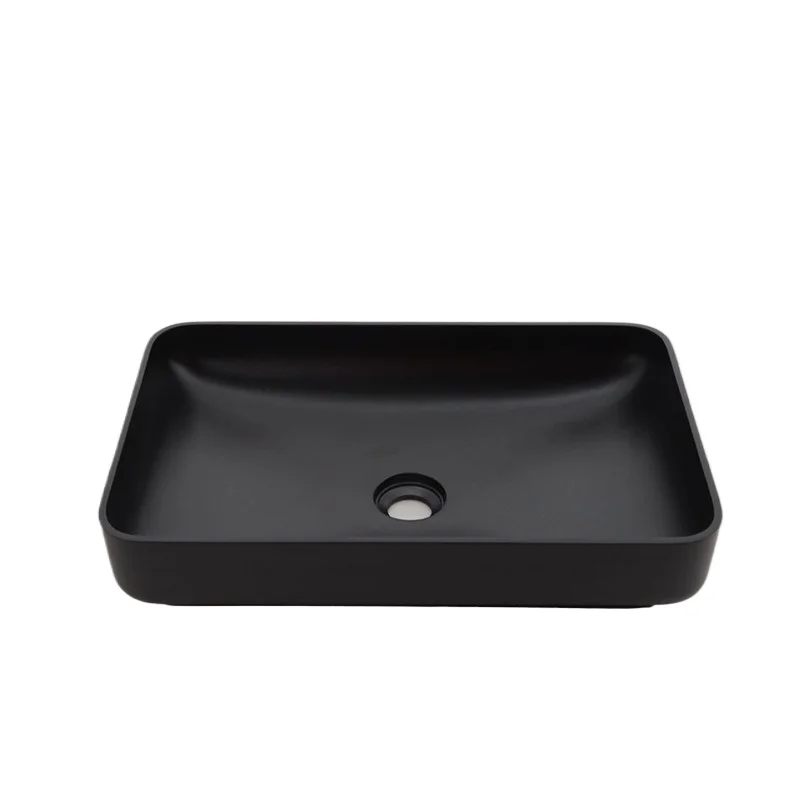 

Minimalist, bathroom, counter basin 55x35x12cm black matte