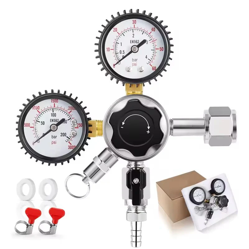 

W21.8 Co2 Regulator,Homebrew Pressure Regulator For Carbonated Beer,Dual Gauge Keg Regulator,Precision Control with Safety Valve
