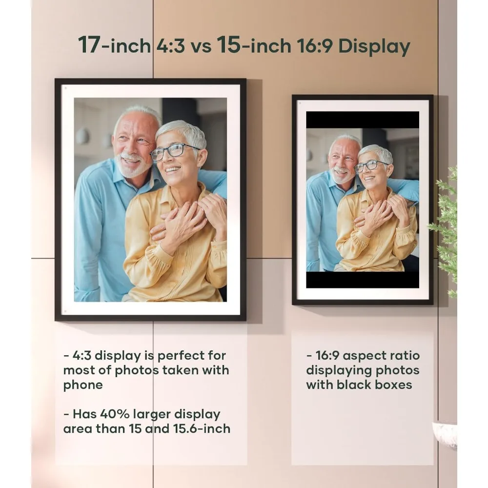 Cozyla Canvas Digital Picture Frame Large 17 Inch Free Unlimited Storage AI-Powered Send Pictures