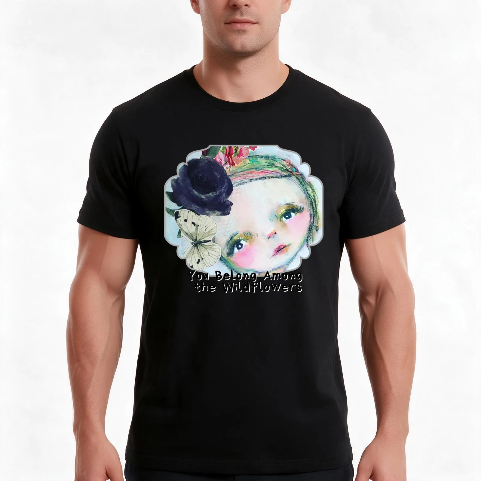 Among The Wildflowers T-Shirt, Summer Casual Cotton Tee, Oversized Streetwear Tops, Vintage Graphic Print, Unisex Men Women