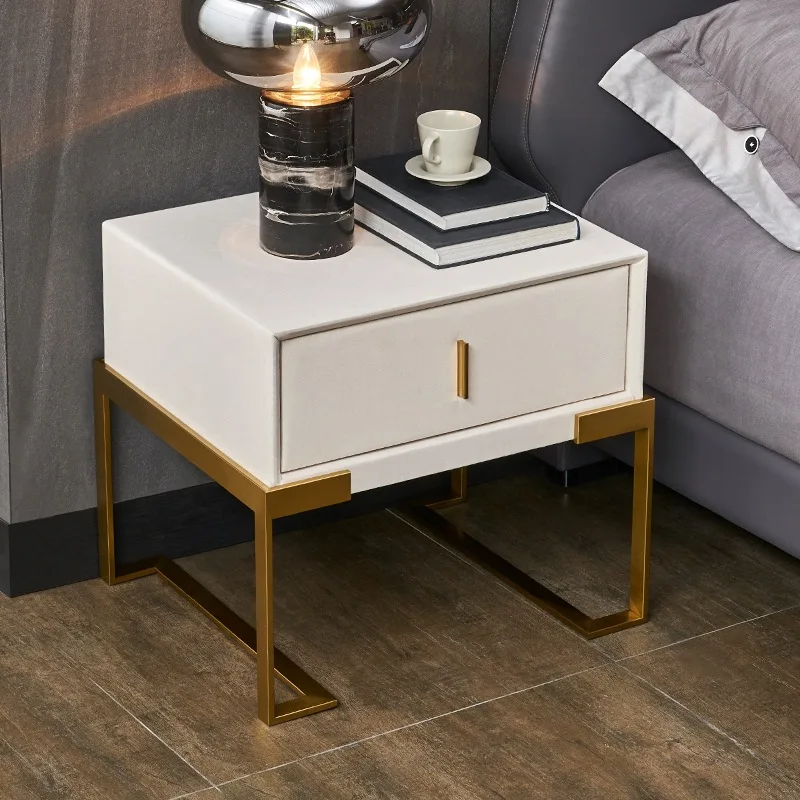 

Italian light luxury bedside table Nordic ins simple modern bedroom locker solid wood storage cabinet hotel bedside table