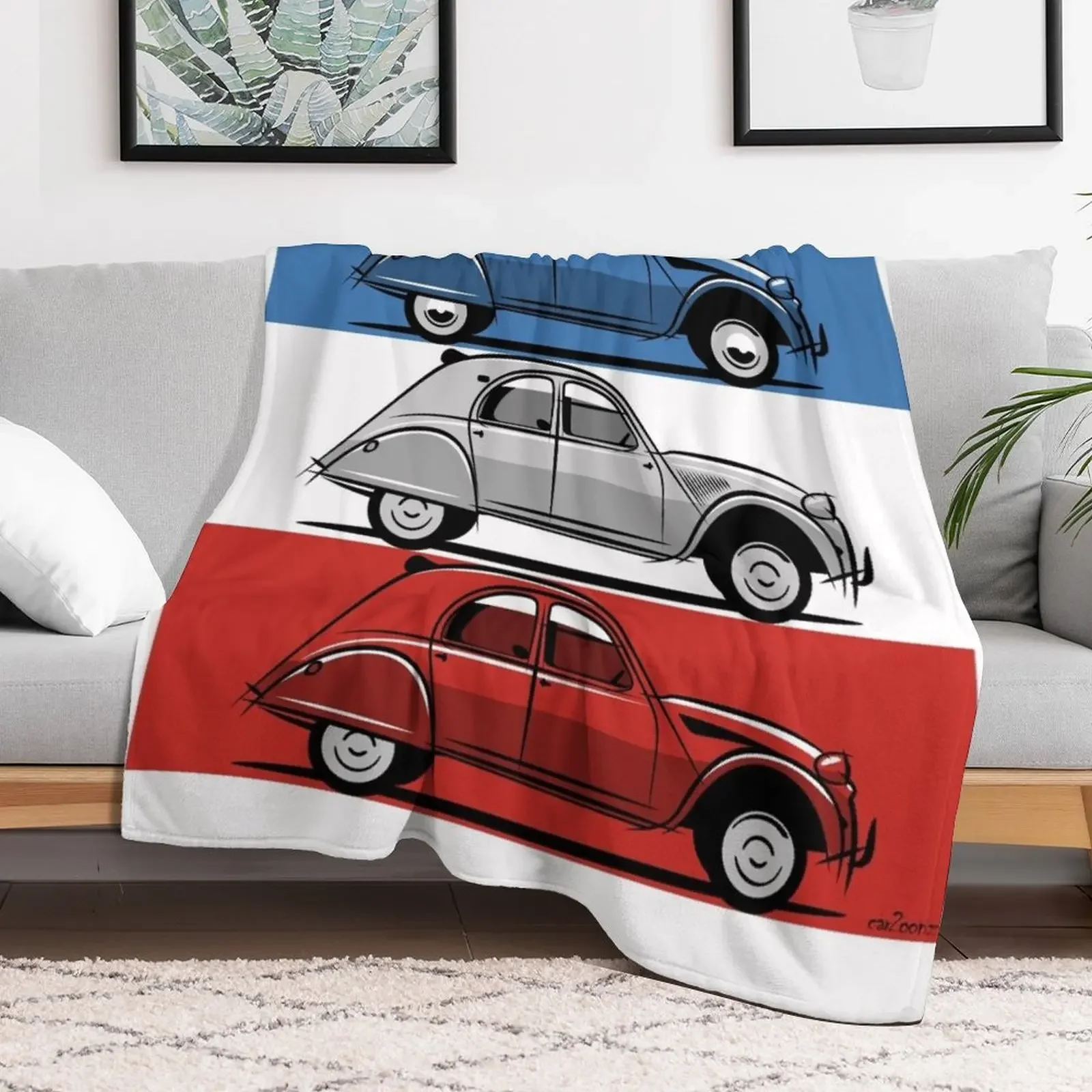 Citro?n 2CV red, white and blue Throw Blanket Furrys Decorative Sofa Moving Furry Blankets