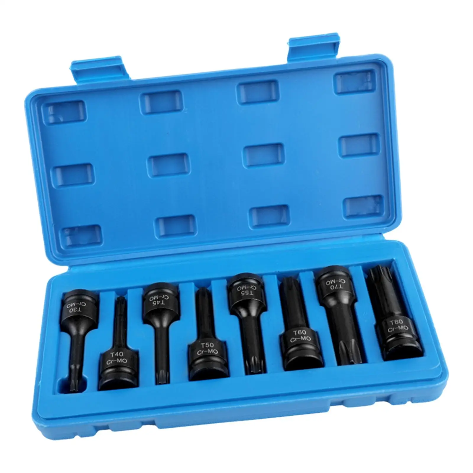 8Pcs 1/2 inch Drive Automotive Tool Professional with Case Torx Star Socket Bits for Lawn Equipment Cars Appliances Trucks