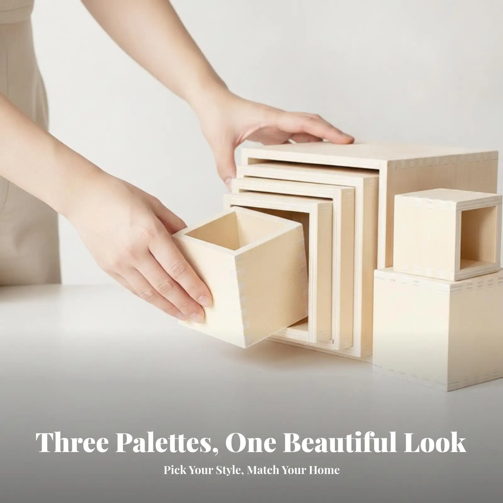Multifunctional Nesting Cups | Basswood Plywood, Wooden Nesting Cube, Matte Textured Finish, Wooden Stacking Boxes, for Playroom