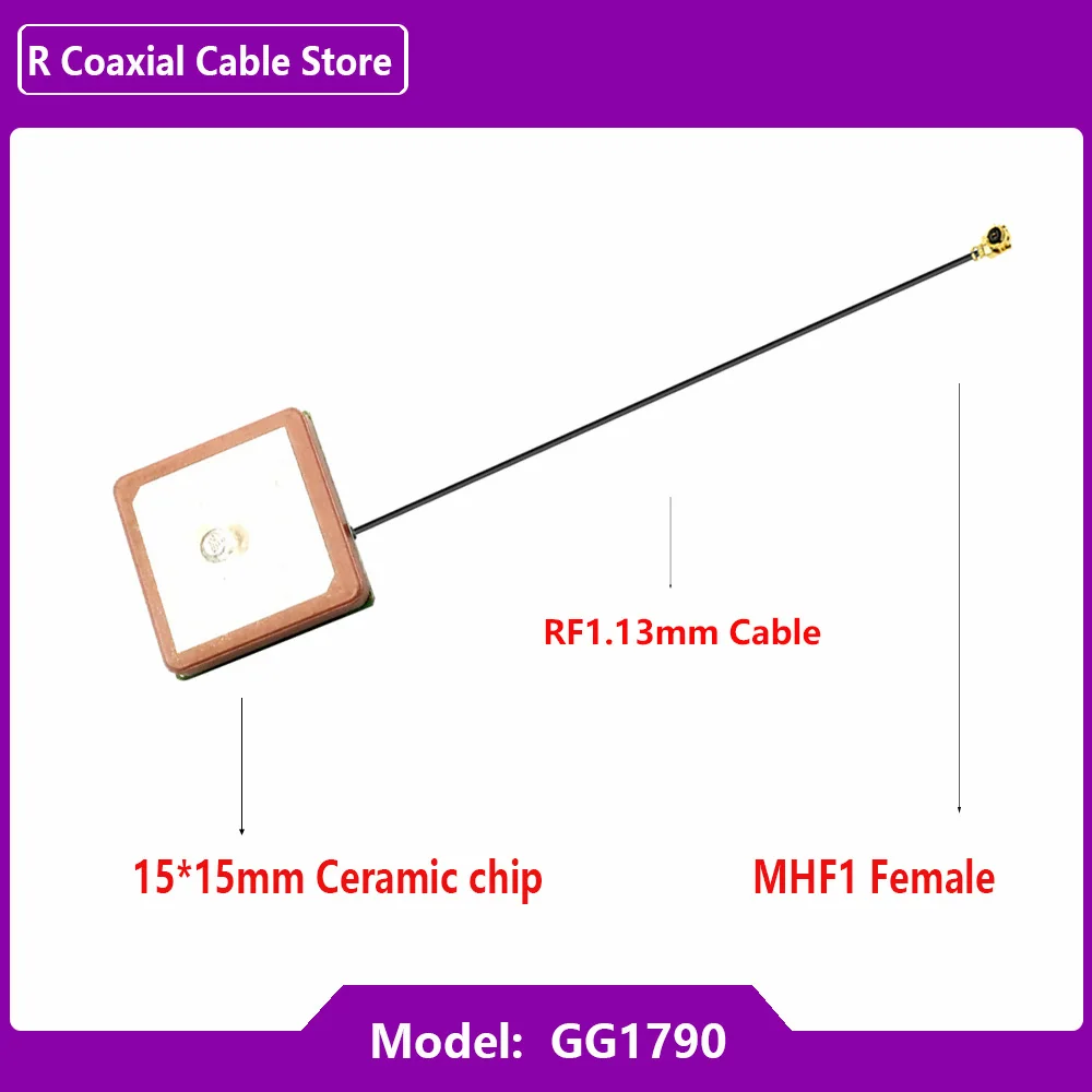 Built-in Ceramic Antenna GPS And 30BD Positioning Navigation Antenna 15*15*4MM Ceramic Antenna GPS Antenna RF1.13  Cable