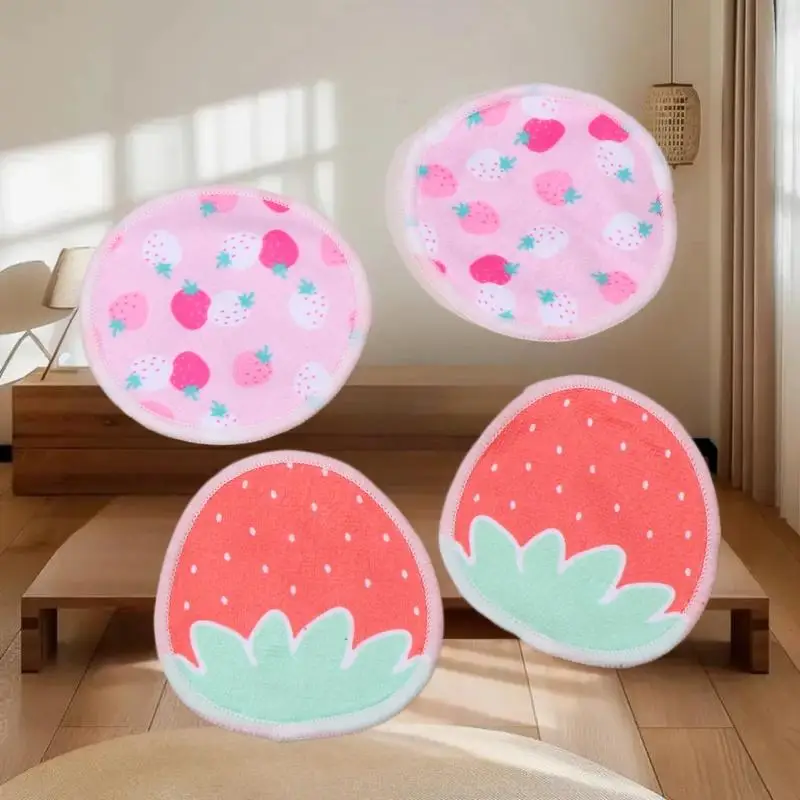 10 個のメイク落としパッド洗える二層イチゴプリントクリーニングコットン再利用可能なフェイシャルメイクアップ除去パッドツール