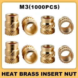 1000Pcs M3 Brass Insert Nuts for 3D Printing Insertnut Heating Insertion Copper Metric Threaded Hot Melt Knurled Injection Nuts