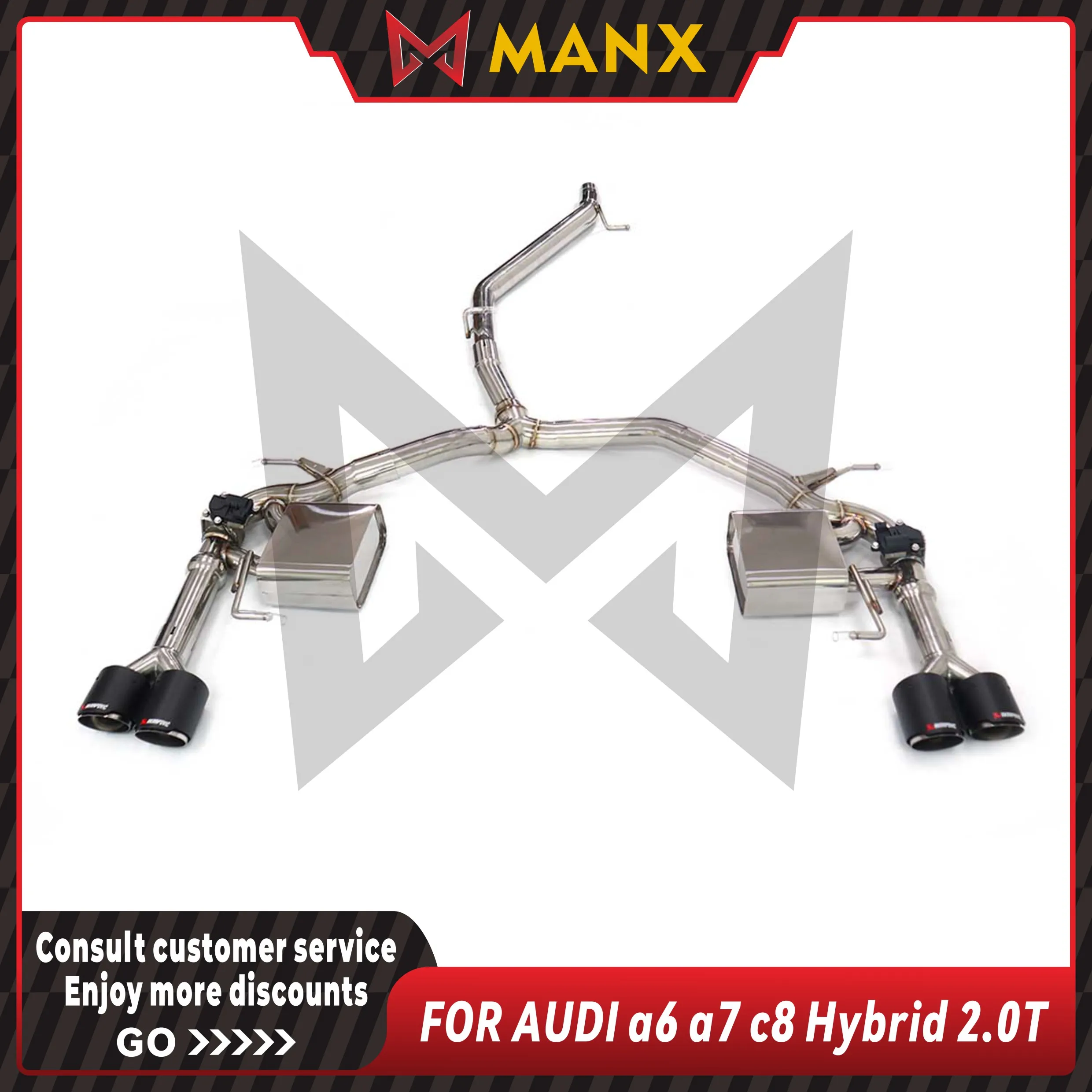 

Suitable for AUDI a6 a7 c8 Stainless steels Catback Muffler With Valve Performance Exhaust System Lossless installation