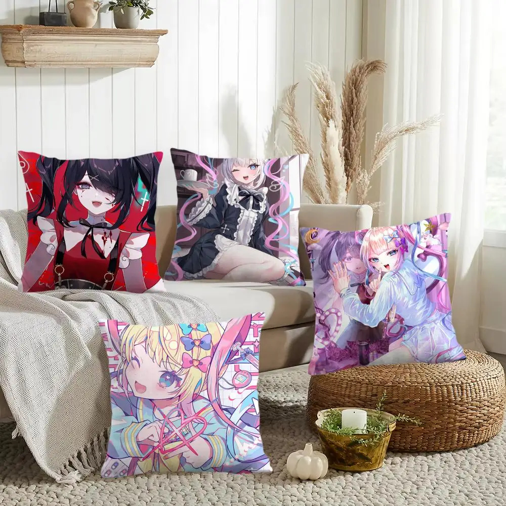 Game N-Needy Girl Overdose Cushion Cover Silky Short Plush Invisible Zipper Dustproof Sofa Pillow Case for Home Decor