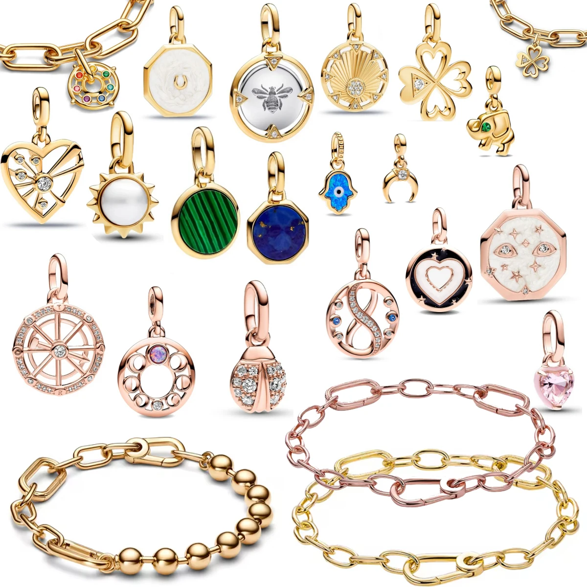 غرامة 925 فضة لي سلسلة الذهب روزجولد محظوظ البرسيم سحر صغير صالح لي سوار للنساء مجوهرات موضة هدية #1