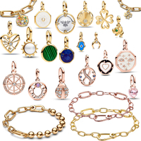 Fine 925 Sterling Silver Me Series Golded Rosegold Lucky Clover Charm Mini Charm Fit Me Bracelet for Women Jewelry Fashion Gift