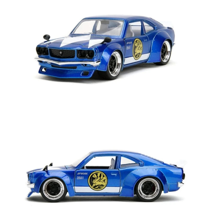 

1:24 Jada BLUE RANGER & 1974 Mazda RX-3 alloy car model high simulation rally racing sports car toy sliding function car model