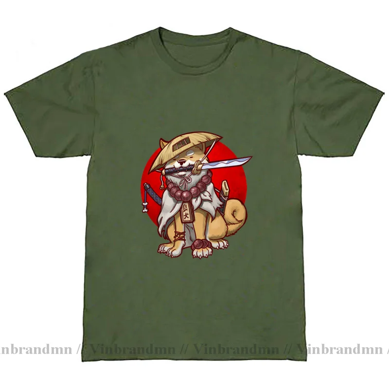 Japan Anime Akita Samurai Ronin T-Shirt Awesome Kawaii Shiba Dog Inu T Shirt Animal Lovers Clothes Men Dabbing Dog Tshirt Hombre