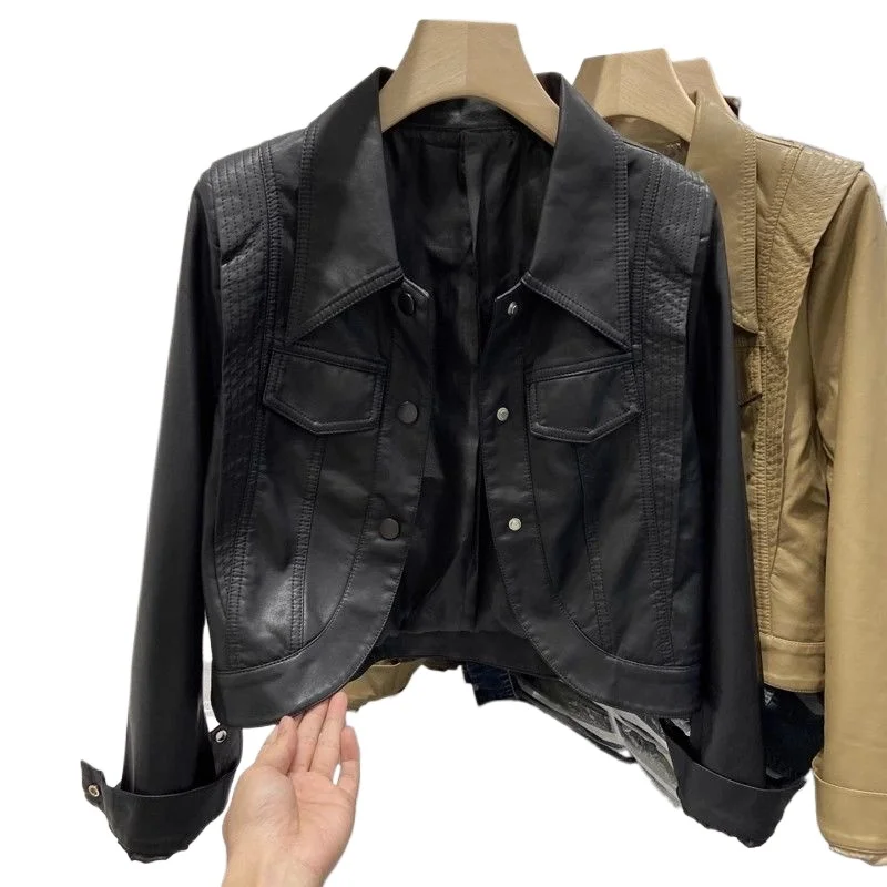 2026 Faux Leather Small Girls Women's Short  Jacket Leather Jacket Spring Autumn New Locomotive Small  Jacket Pu Leather Women
