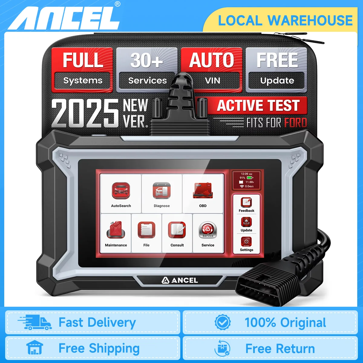 ANCEL DS160 OBD2 Car Scanner Bidirectional All System A/F D-PF Regen 30+ Reset OBD 2 Diagnostic Scan Tool Lifetime Free Update