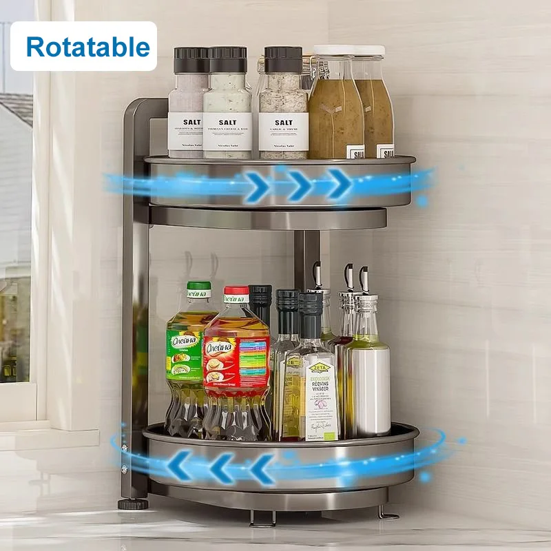 Hot-Selling Modern Double-Tier Spice Rack for Kitchen Storage Easy Installation Wall Mounted Organizer Space Saving for Food