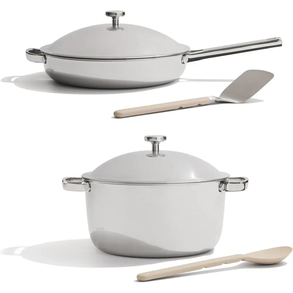 

Titanium Pro Duo: Nonstick Pan & Perfect Pot - Tri-Ply Titanium, Stainless Steel, Oven & Induction Safe, All Cooktops, Up to 100