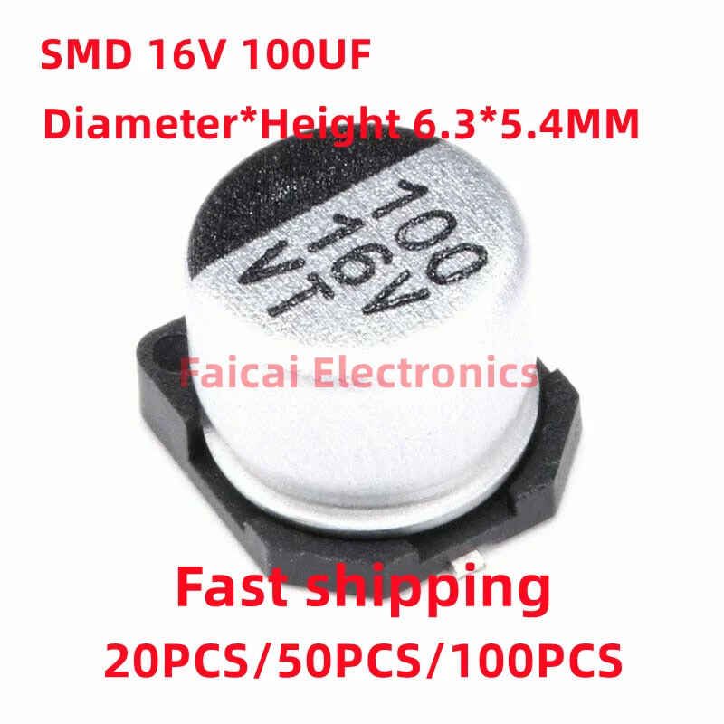 

Chip Electrolytic Capacitor 16V100UF 6.3*5.4mm 100UF/16V Aluminum Electrolytic Capacitors High Quality