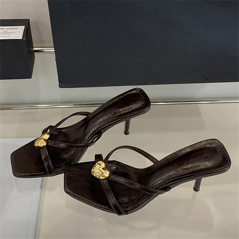 

Eilyken Fashion Square Open Toe Shallow Slippers Women Thin Low Heels Sandals Summer Party Dress Zapatos De Mujer