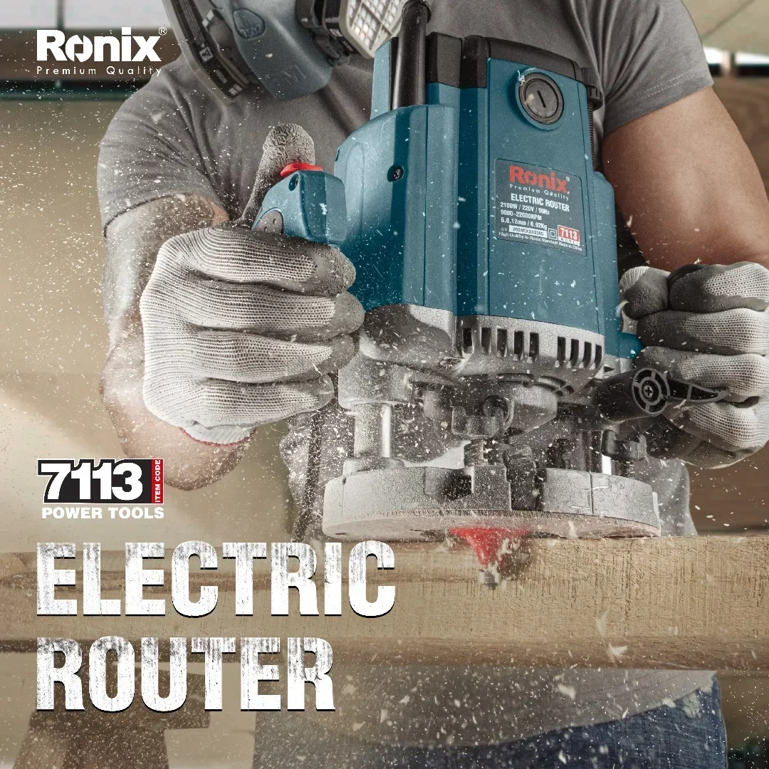 

NEW Ronix 7113 Wood Machinery Tool Premium Power 2100W Mini Electric Hand Wood Router Machine