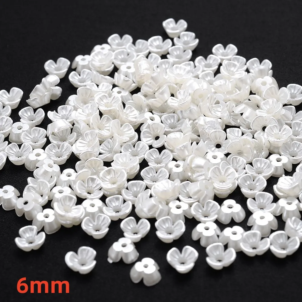iYOE 100 stücke 28 Stil Blume Spacer Perlen Imitation Perle Weiß Acryl Blume Perlen Kappen Für Die Herstellung Von Schmuck Zubehör Diy tot