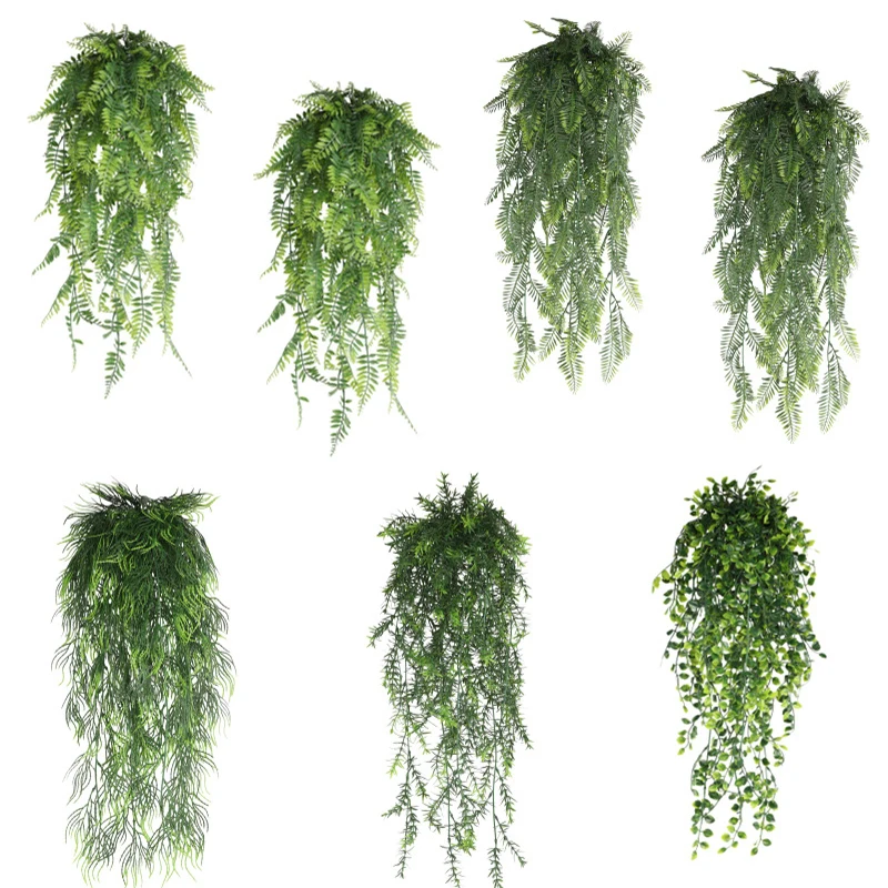 

70-80cm Wall Hanging Plants Artificial Vine Fake Monstera Branch Plastic Tropical Palm Leaf Rattan For Home Garden Wedding Decor