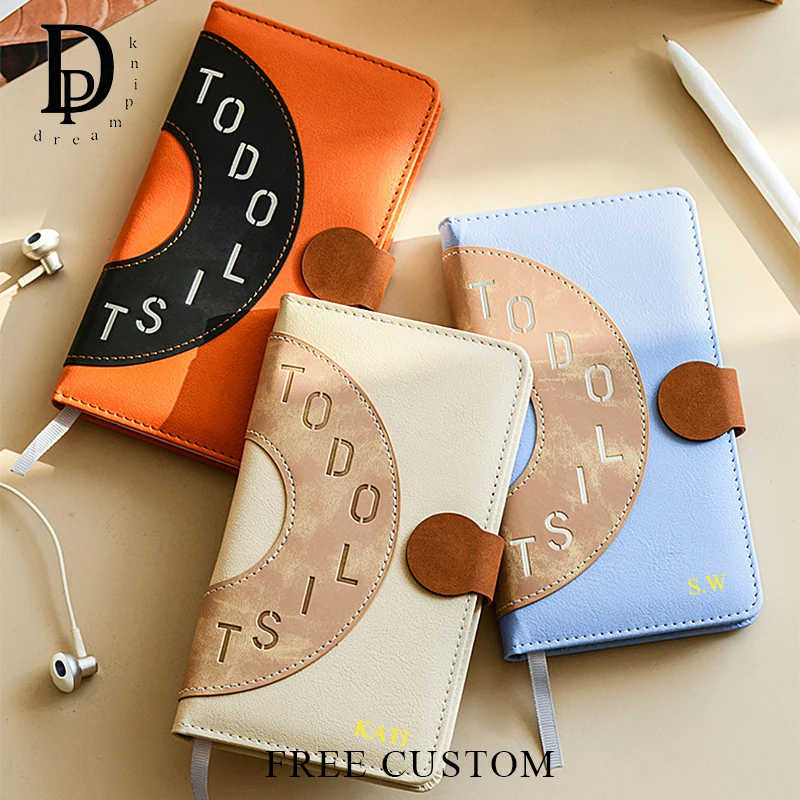 Leather Business Office Engrave Initials Notebook Student To Do List Books Custom Name Fashion Mini Paper Stationery Diary Gift