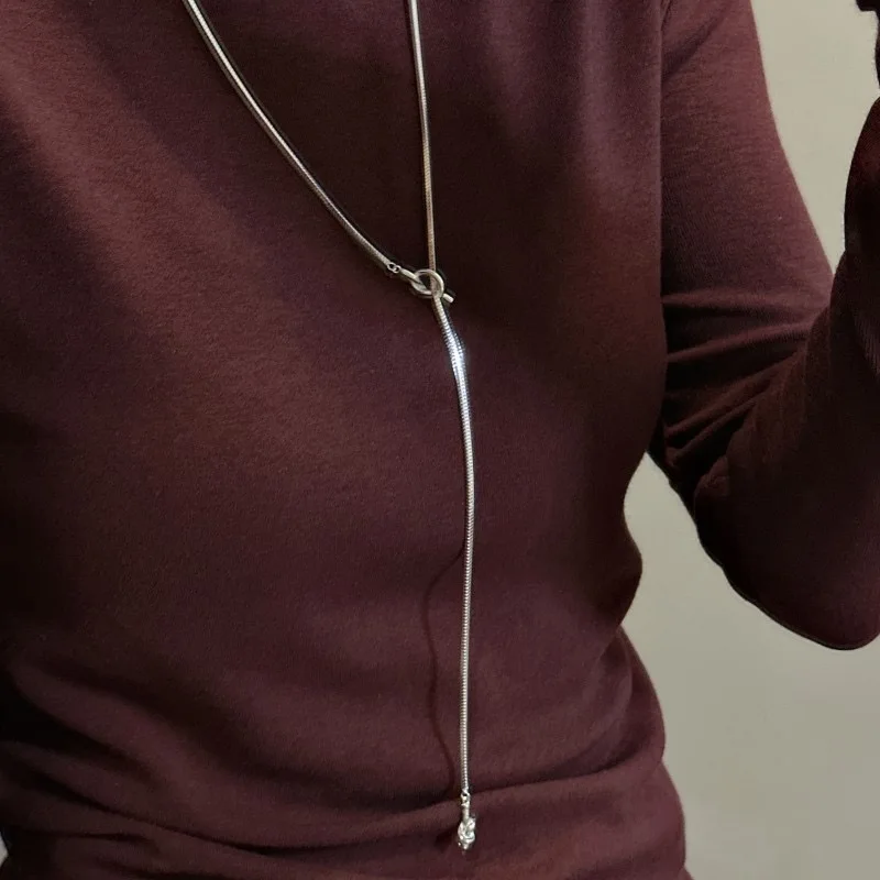 S925 Sterling Silver Necklaces For Women Simple Chain Fashion Minimalist Pendant Long Tassel Necklaces Birthday Gift