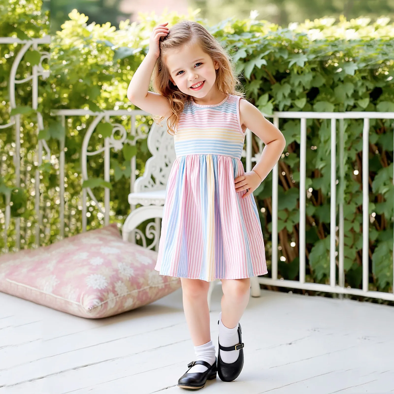

Kids Children Girls Summer Sleeveless Princess Dress Fashion Cute Dress Girls And Checke Dress