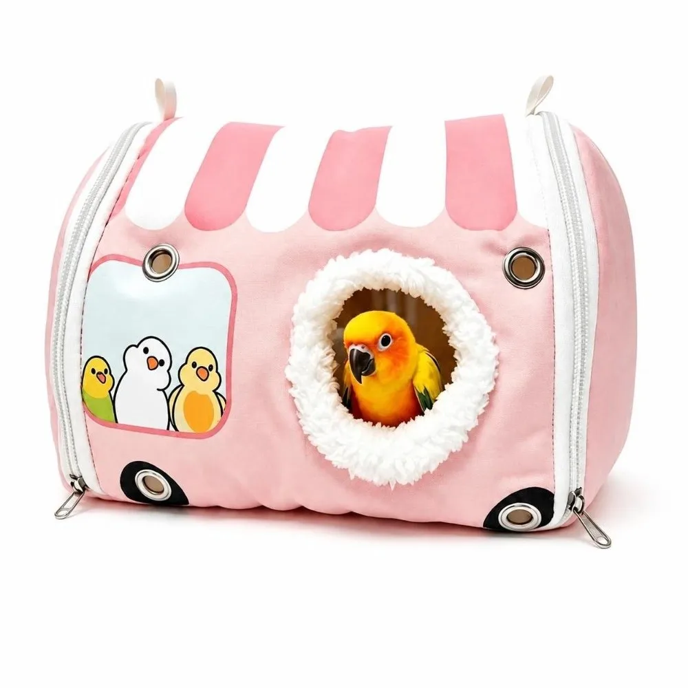 Portable Warm Parrots Hanging Cage Fleece Lined Chew-Proof Parrots Sleep Shelter Cozy Enclosed Sleeping House Birds Supply