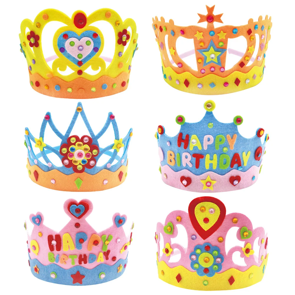 

6 Set Princess Crown Material Pack Lightweight DIY Craft Kit Birthday Party Hats Accessories Kids Tiara Vintage