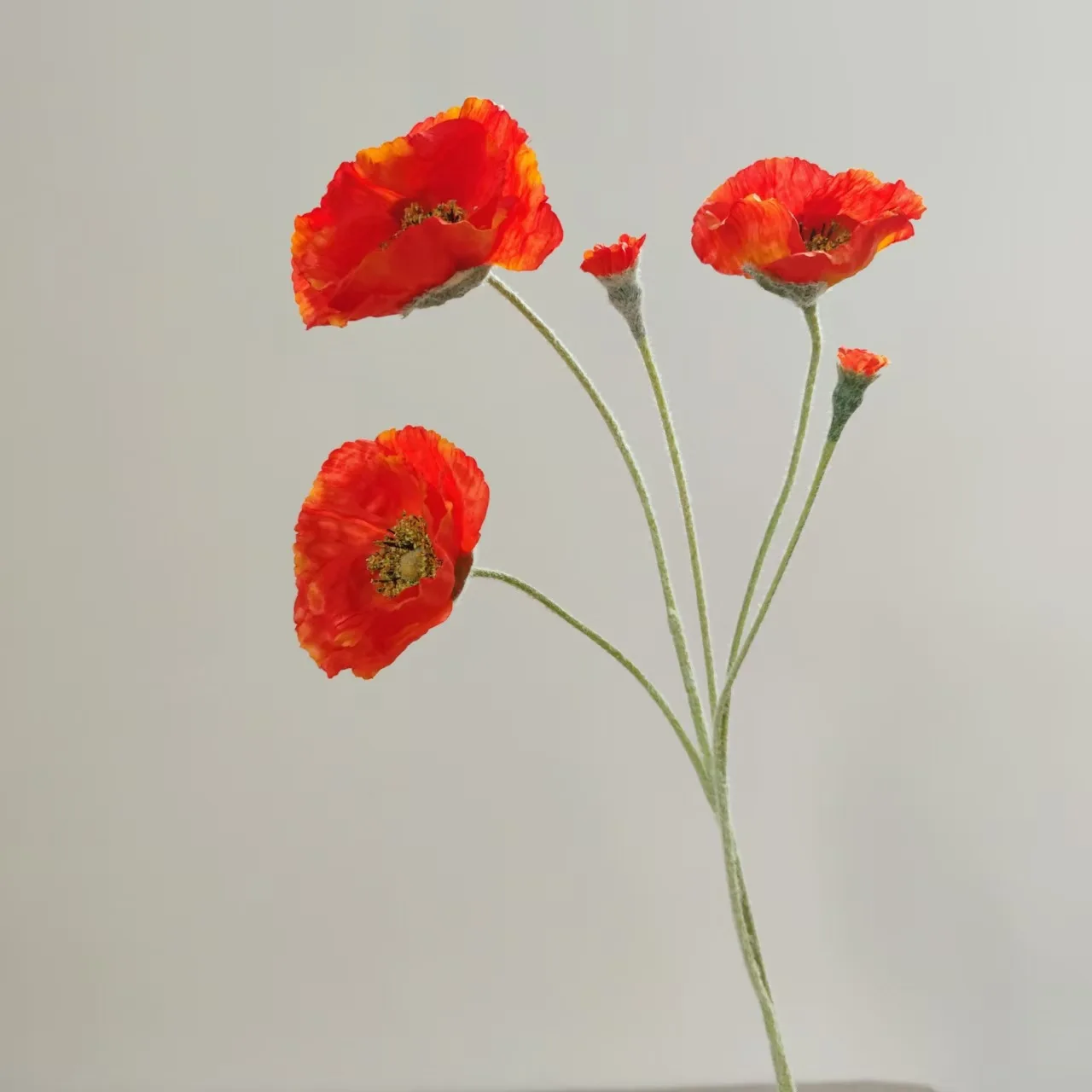 5 Stück künstliche beflockte Mohnblumen für Heimdekoration, Seidenmohn, Brautstrauß, Hochzeitsdekoration, Party, künstliche Blumenarrangements – Detail 38