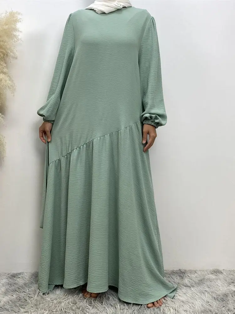 

Muslim Abayas Loose Kaftans Prayer Dress with Belt, Full Sleeve Islamic Clothing, Women Jilbabs Dubai Robe, Ramadan Dresses