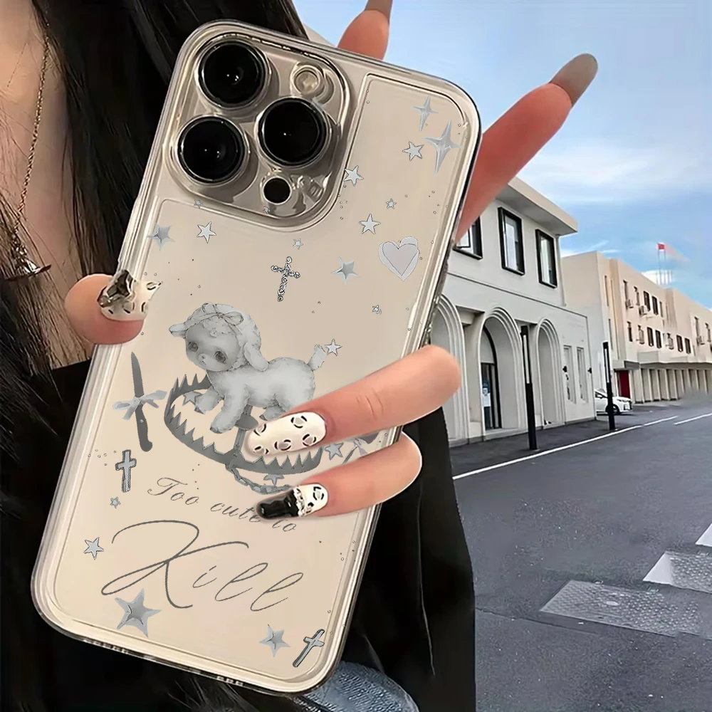 الكورية INS نمط الإبداعية لطيف رمادي لامب جراب هاتف ل ممن لهم A6 A5x A5 A3x A3 A60 A79 A98 A78 A58 A38 A18 A57 برو 4G 5G لينة بولي يوريثان #5