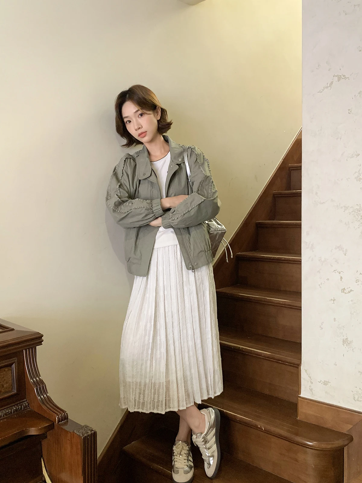 

Повседневное женское модное пальто серии Mountain в корейском стиле для ранней осени, приталенное, из смесового хлопка