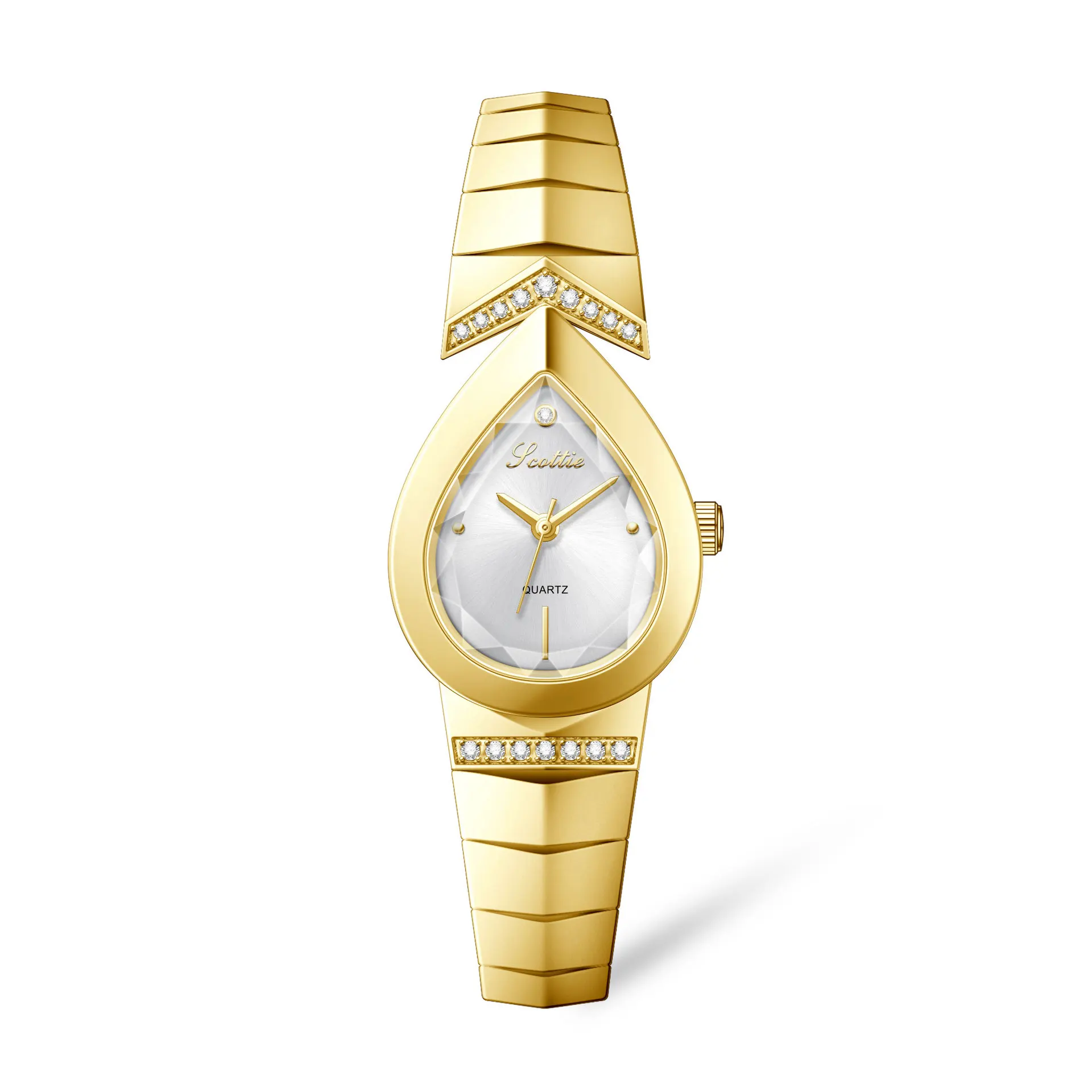 Heart Shape Ultra Thin New Snake Bone Steel Band Quartz Watch for Women with Butterfly Clasp Wristwatch