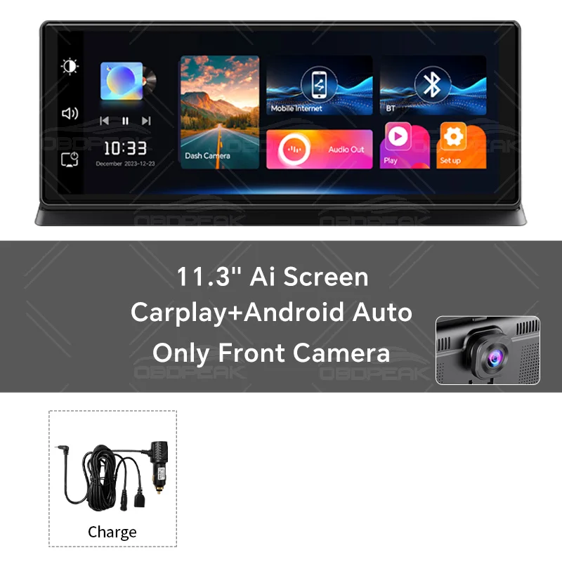 K2 Pro 11.3 "Auto DVR 4K Camera Draadloze Carplay Android auto Ai Scherm Dash Cam Dual Len Video recorder GPS Navigatie Dashboard