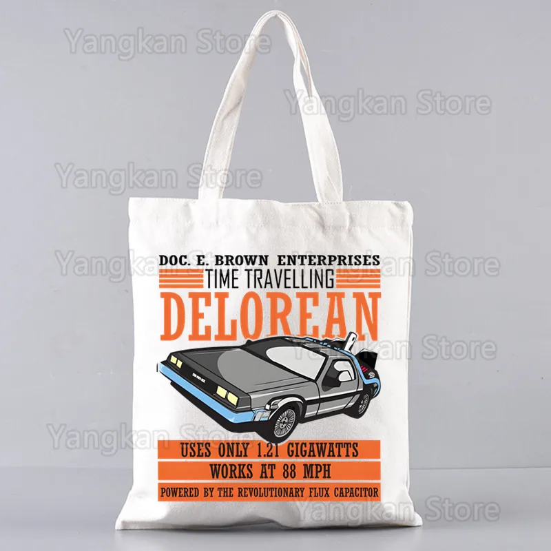 Back To The Future Delorean Shopper Bags Shopping Bag Tote Bag Shoulder Bag Canvas Bags Large Capacity College Handbag