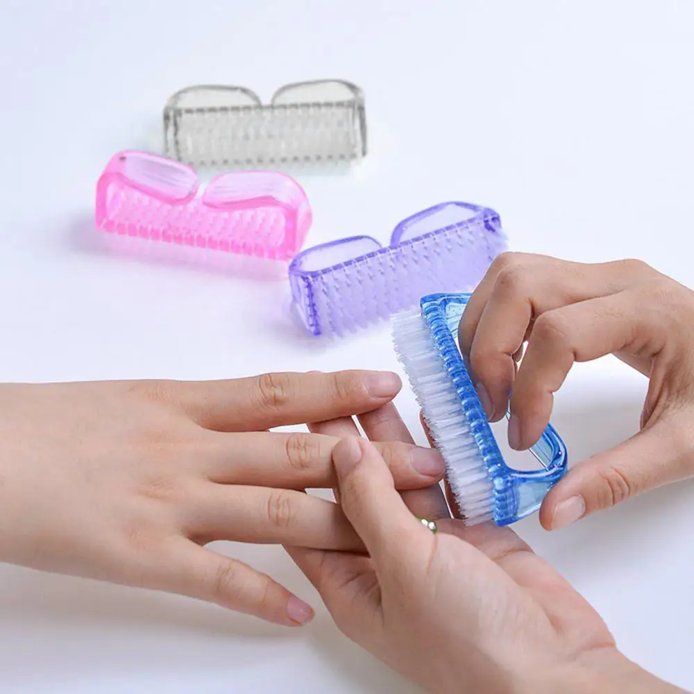 

4Pcs Plastic Handle Grip Nail Dust Brush Fingernail Scrub Cleaner Pedicure Tools