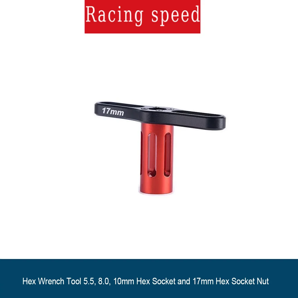 Hex Wrench Tool 5.5, 8.0, 10mm Hex Socket and 17mm Hex Socket Nut & Cap for Model Aircraft and RC Car Repair