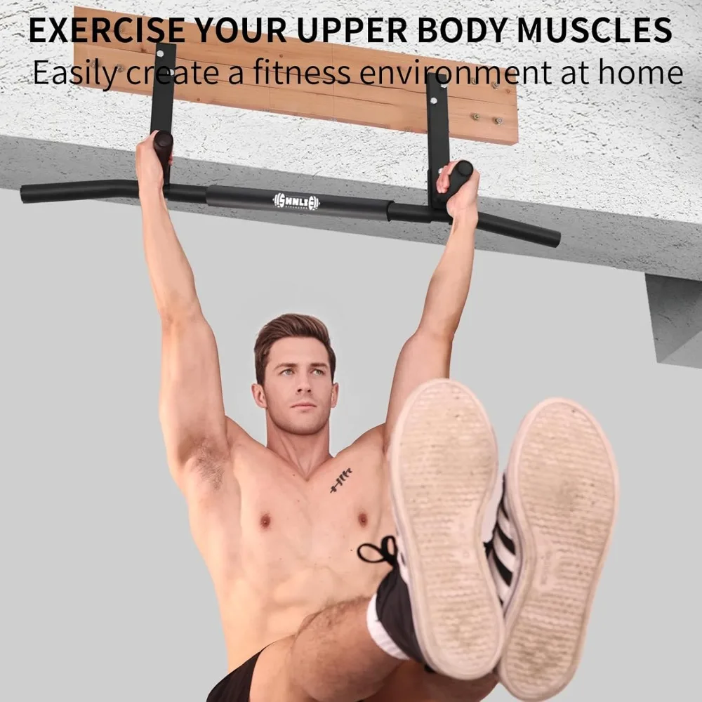 قضيب سحب مثبت على الرافعة شديد التحمل، قضيب ذقن بسقف عريض 42 بوصة لصالة الألعاب الرياضية المنزلية مع سهولة التركيب #6