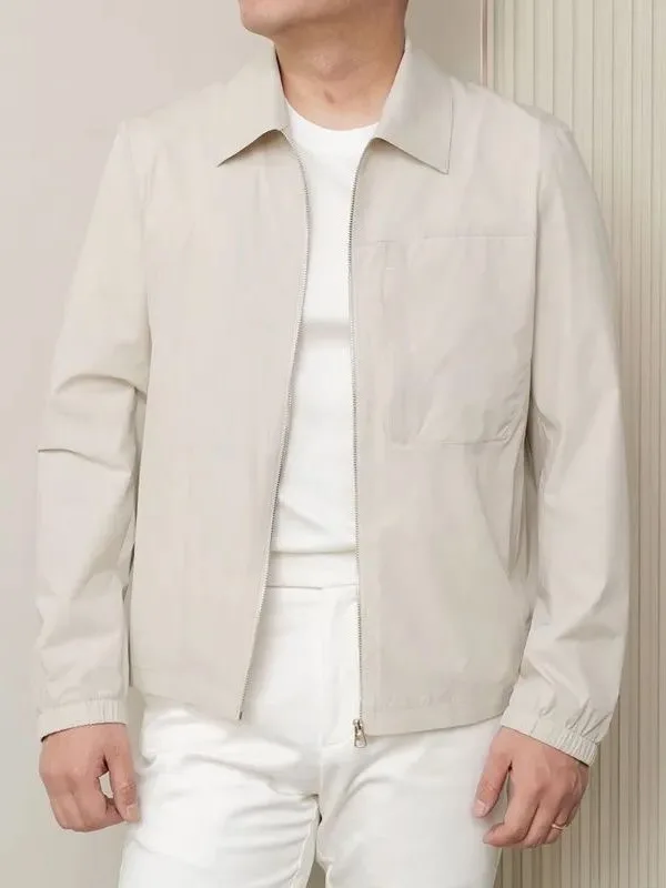 

Spring Summer Men's Lightweight Collared Jaet Sun Protection Clothing Long Sve Stand Fit Youth Casual Faionable