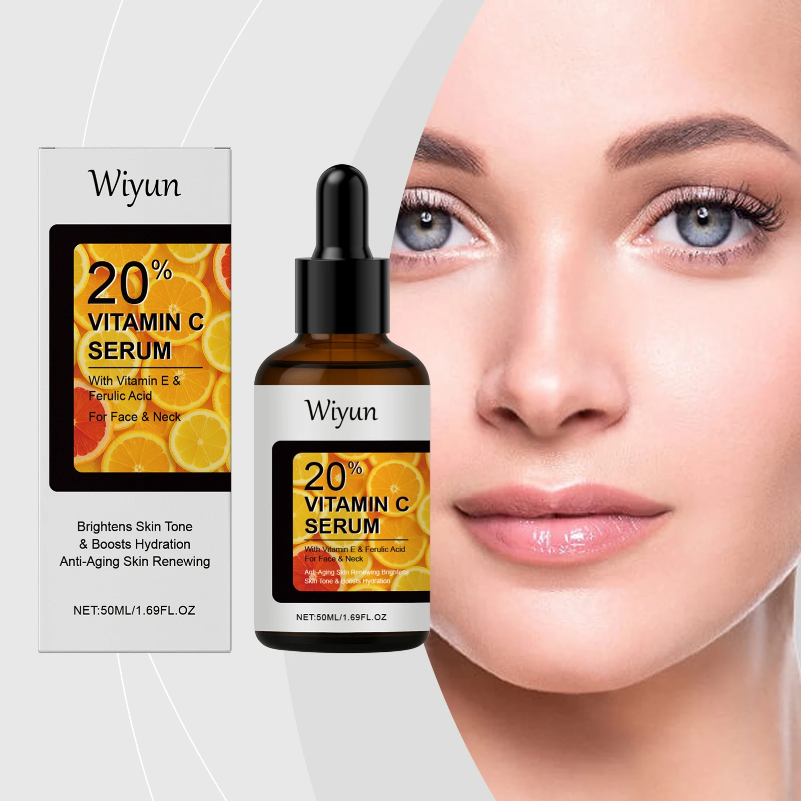 20% Vitamin C Serum with Vitamin E & Ferulic Acid – Brightening, Anti-Aging, Hydrating Facial Treatment for Glowing Skin – 50ml