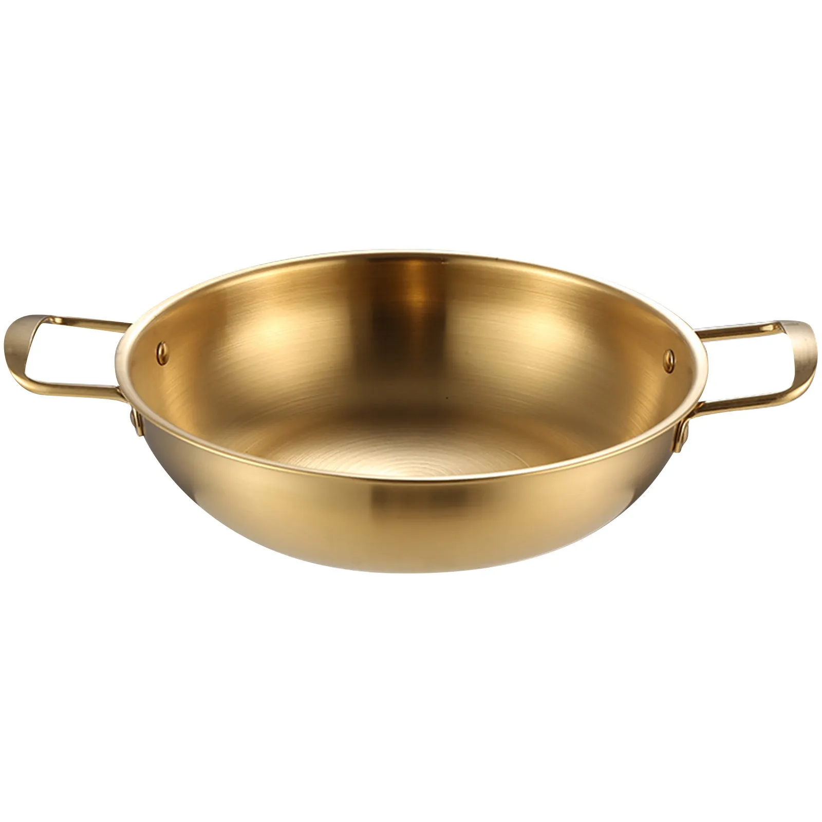 Stainless Steel gold golden Seafood Rice Pot Home Cooking Paella Pan Picnic Snack Plates Cookware Saucepan Dry Pots with Handle