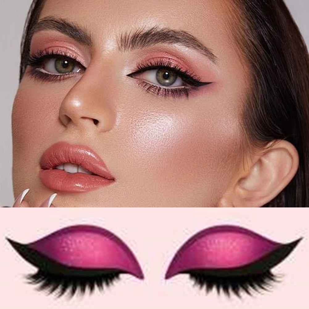 속눈썹 아이 섀도우 스티커 반짝이 속눈썹 클립 아트 스티커 2 In 1 재사용 가능한 아이 메이크업 스티커 여성용 소녀 데일리 메이크업